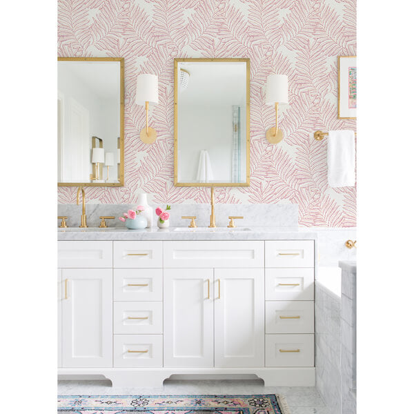 Finnley Pink Inked Fern Wallpaper