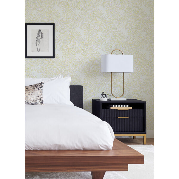 Finnley Yellow Inked Fern Wallpaper