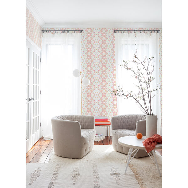 Rion Orange Trellis Wallpaper