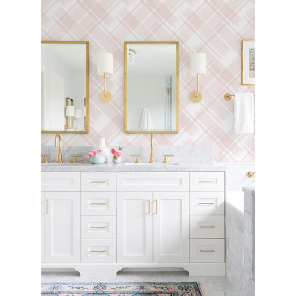 Zag Pink Modern Plaid Wallpaper