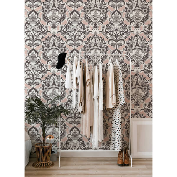 Sadie Blush Parisian Damask Wallpaper