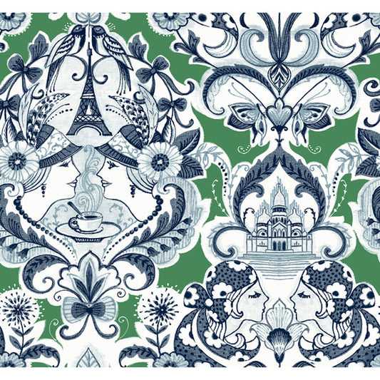 Sadie Green Parisian Damask Wallpaper