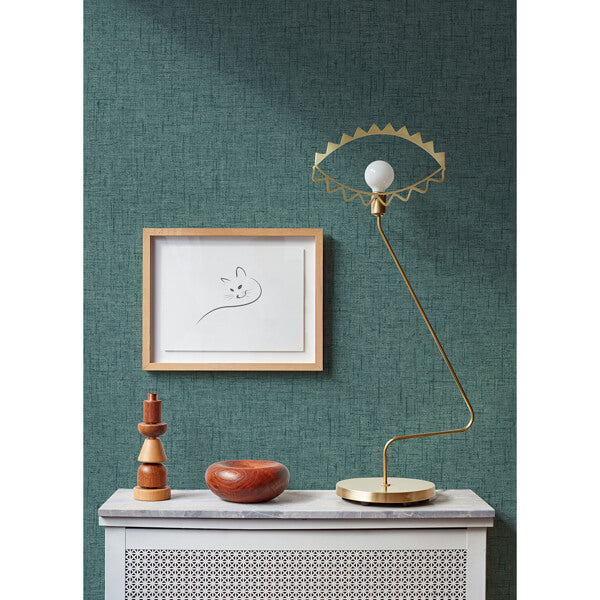 Bentley Teal Faux Linen Wallpaper