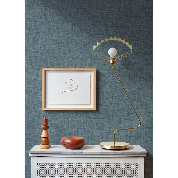 Bentley Navy Faux Linen Wallpaper