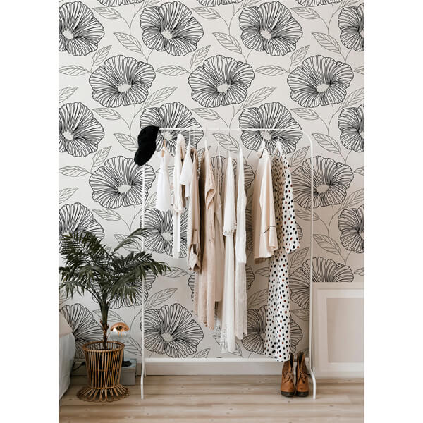 Mythic Black Floral Wallpaper