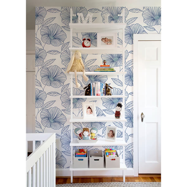 Mythic Blue Floral Wallpaper