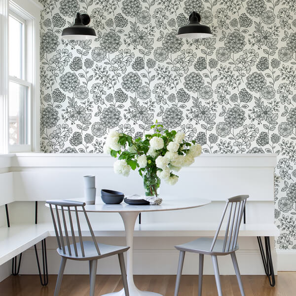 Ada Black Floral Wallpaper