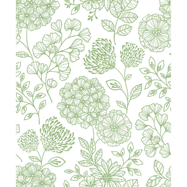 Ada Green Floral Wallpaper