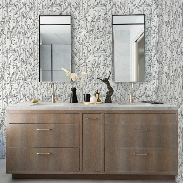 Leandra Grey Floral Trail Wallpaper