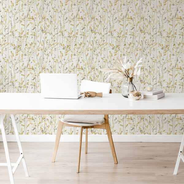 Leandra Yellow Floral Trail Wallpaper