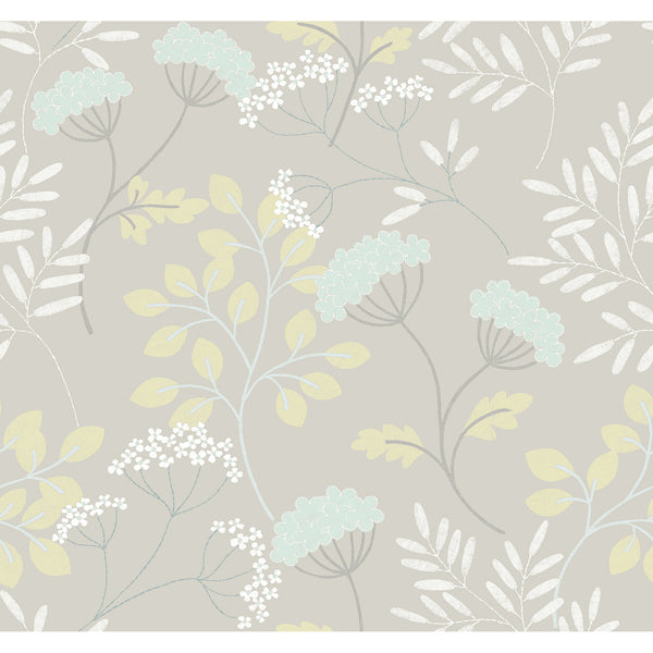 Sorrel Light Grey Botanical Wallpaper