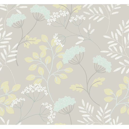 Sorrel Light Grey Botanical Wallpaper