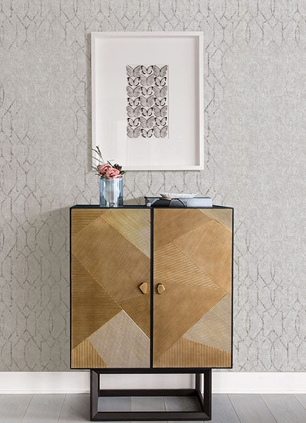Ziva Platinum Metallic Trellis Wallpaper