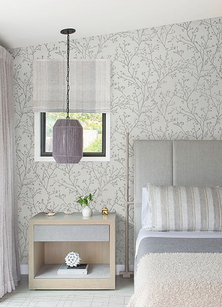 Koura Silver Branches Wallpaper