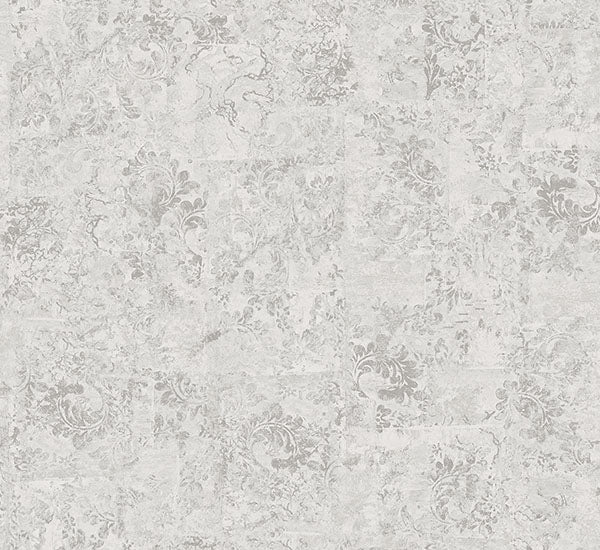 Eisen Silver Abstract Botanical Wallpaper