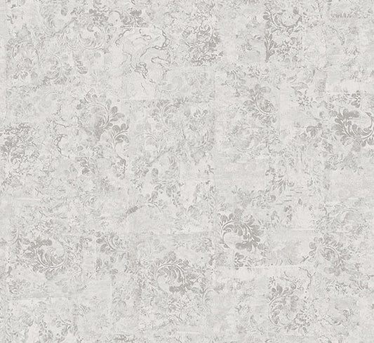 Eisen Silver Abstract Botanical Wallpaper