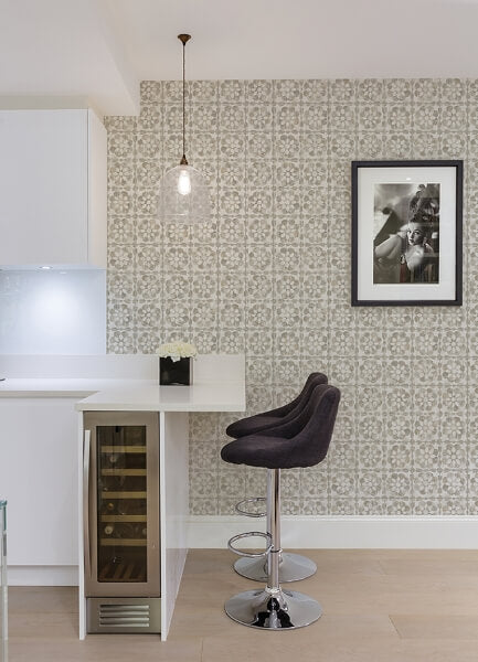 Izeda Taupe Floral Tile Wallpaper