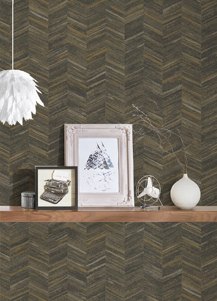 Tatlin Brown Chevron Wallpaper