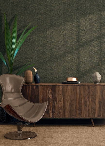 Tatlin Brown Chevron Wallpaper