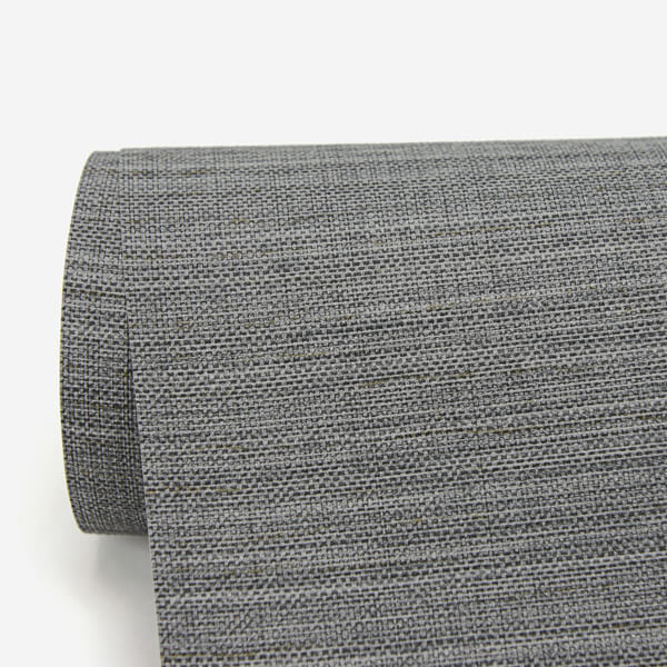 Bay Ridge Charcoal Faux Grasscloth Wallpaper