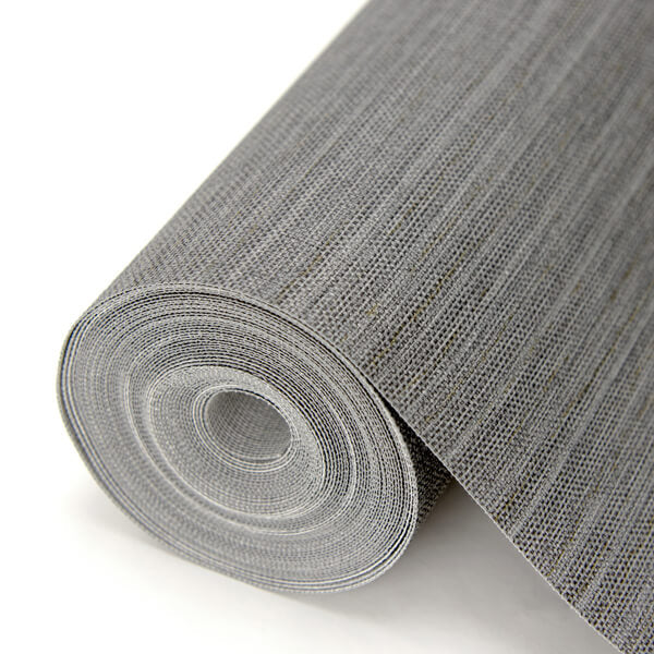 Bay Ridge Charcoal Faux Grasscloth Wallpaper