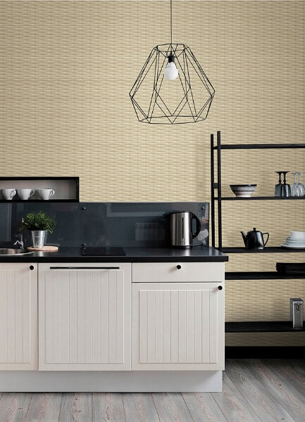Gator Wheat Geometric Stripe Wallpaper