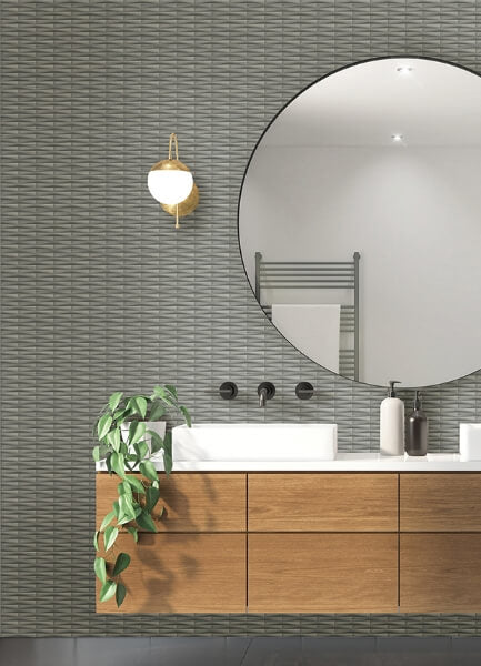 Gator Slate Geometric Stripe Wallpaper