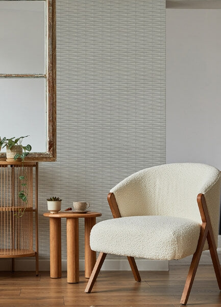 Gator Light Grey Geometric Stripe Wallpaper