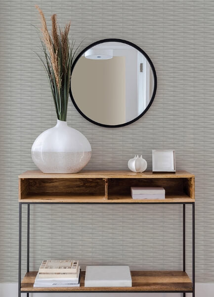 Gator Light Grey Geometric Stripe Wallpaper