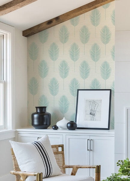 Bali Aqua Fern Wallpaper
