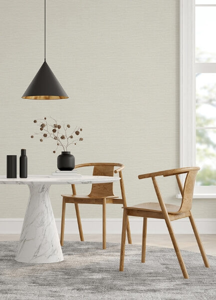 Rushmore White Faux Grasscloth Wallpaper