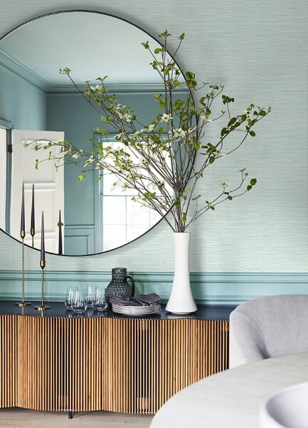 Rushmore Aqua Faux Grasscloth Wallpaper