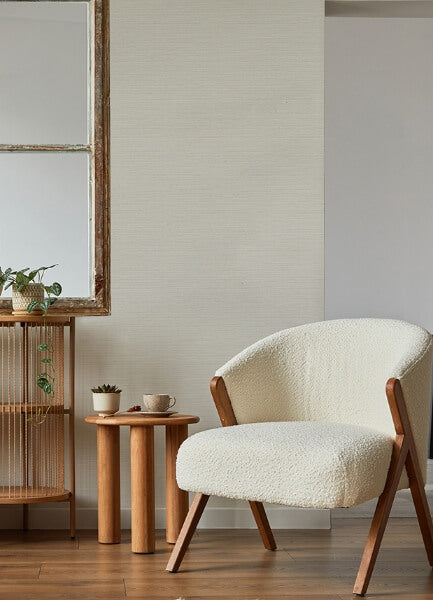 Rushmore Ivory Faux Grasscloth Wallpaper