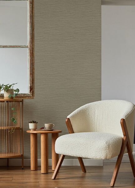 Rushmore Light Brown Faux Grasscloth Wallpaper