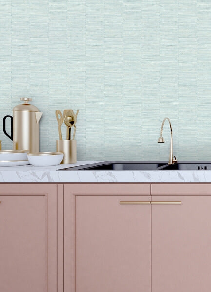 Jenga Aqua Striped Column Wallpaper