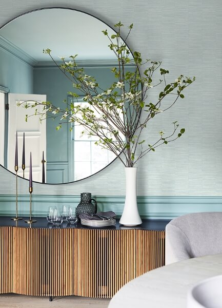 Jenga Aqua Striped Column Wallpaper