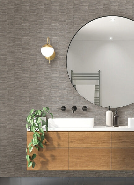 Jenga Charcoal Striped Column Wallpaper