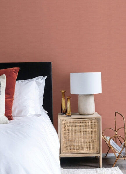Moroccan Coral Sisal Texture Wallpaper