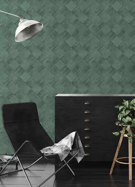 Thriller Green Wood Tile Wallpaper