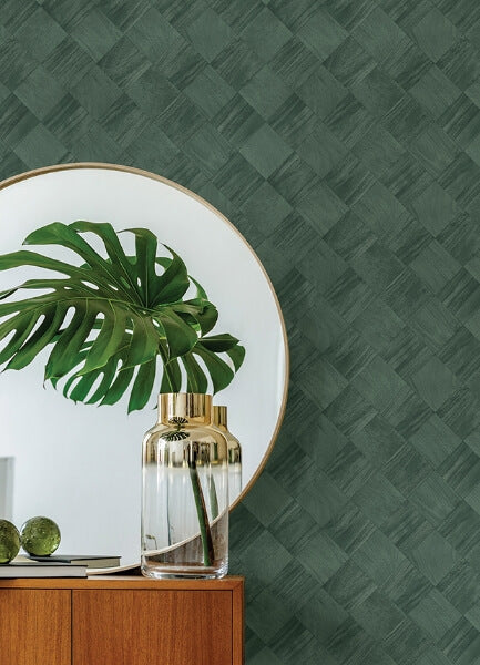 Thriller Green Wood Tile Wallpaper