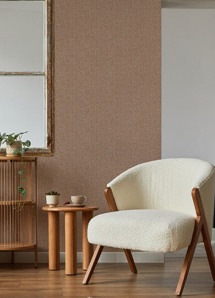 Snuggle Coral Woven Texture Wallpaper