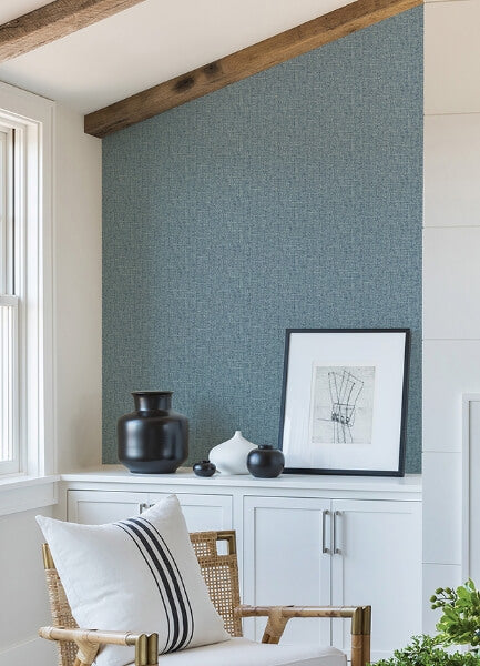 Snuggle Blue Woven Texture Wallpaper