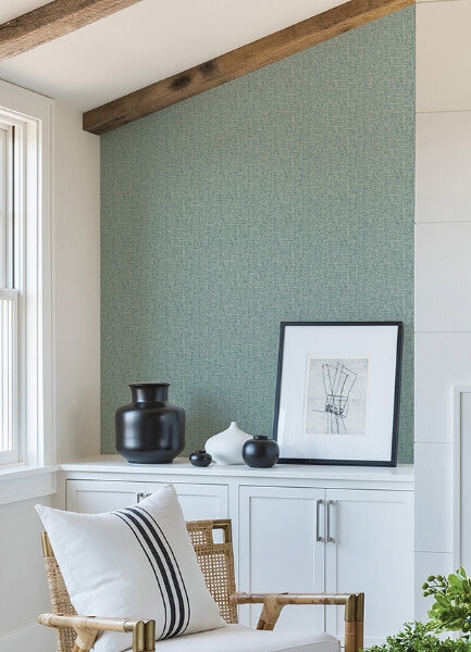 Snuggle Teal Woven Texture Wallpaper