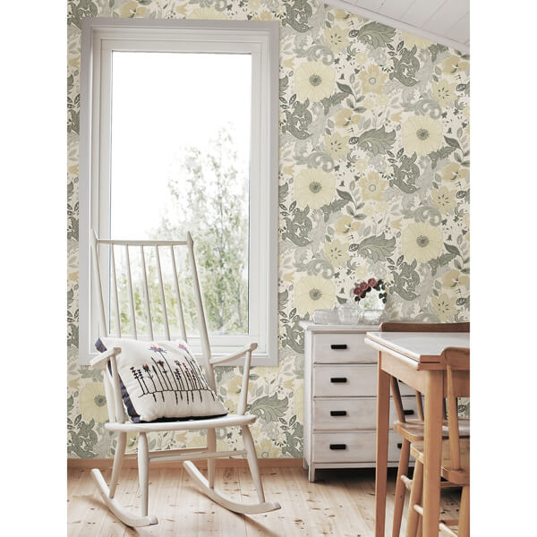 Victoria Pastel Floral Nouveau Wallpaper