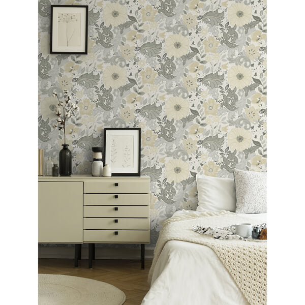 Victoria Pastel Floral Nouveau Wallpaper