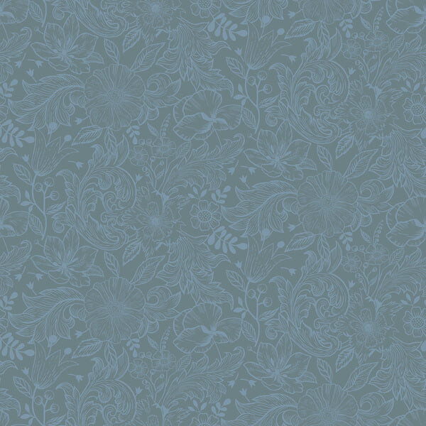 Wilma Blue Block Print Wallpaper