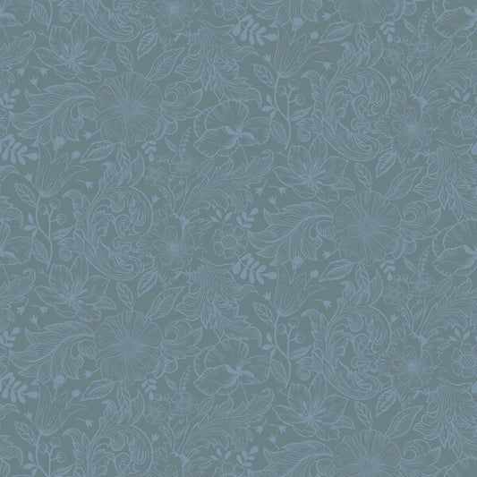 Wilma Blue Block Print Wallpaper