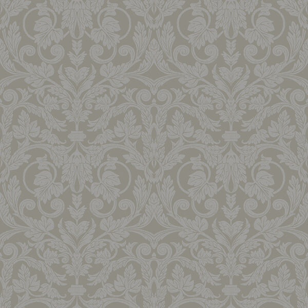 Rosali Grey Scroll Damask Wallpaper