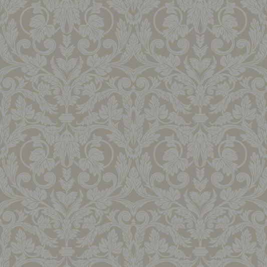 Rosali Grey Scroll Damask Wallpaper