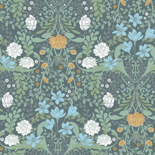 Froso Turquoise Garden Damask Wallpaper